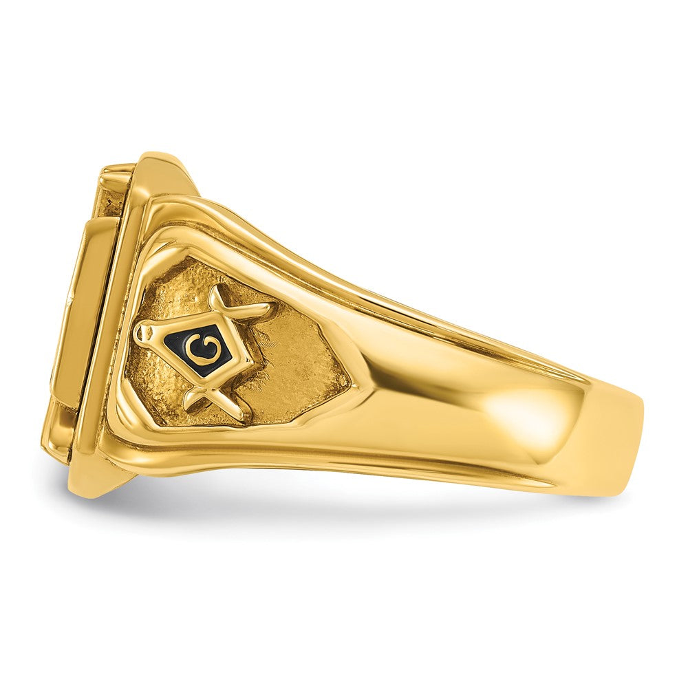 10K Yellow Gold Ibgoodman Men'S Polished And Textured With Multi-Color Enamel Knights Templar Masonic Ring