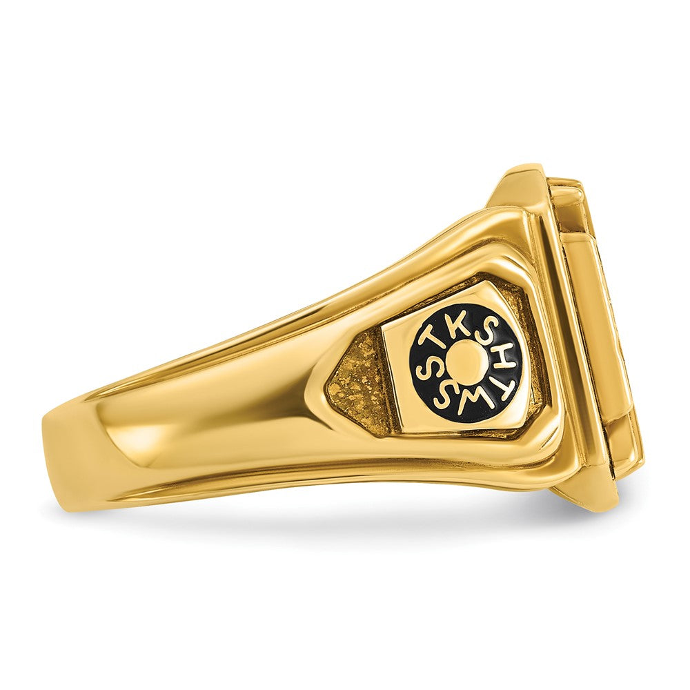 10K Yellow Gold Ibgoodman Men'S Polished And Textured With Multi-Color Enamel Knights Templar Masonic Ring