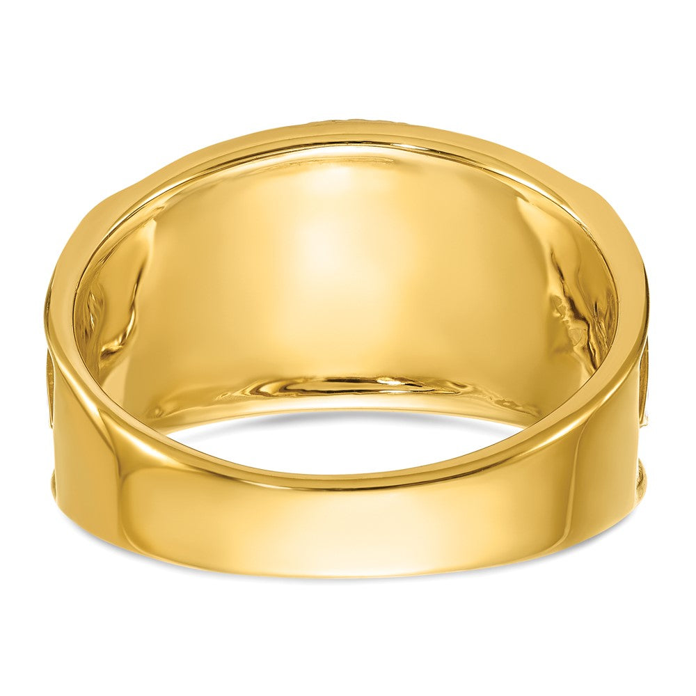 14k Two-tone Gold Men's Polished and Textured with Multi-color Enamel and Diamond 32nd Degree Scottish Rite Masonic Ring