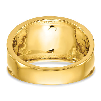 14k Two-tone Gold Men's Polished and Textured with Black Enamel and Diamond 32nd Degree Scottish Rite Masonic Ring