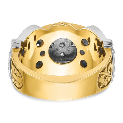 10K Two-Tone Ibgoodman Men'S Polished And Textured Double Eagle Masonic Shriner'S Ring Mounting