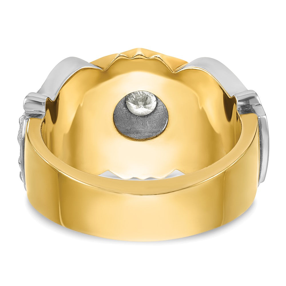 14k Two-tone Gold Men's Polished and Textured with Multi-color Enamel and Diamond Knights Templar Masonic Shriner's Ring