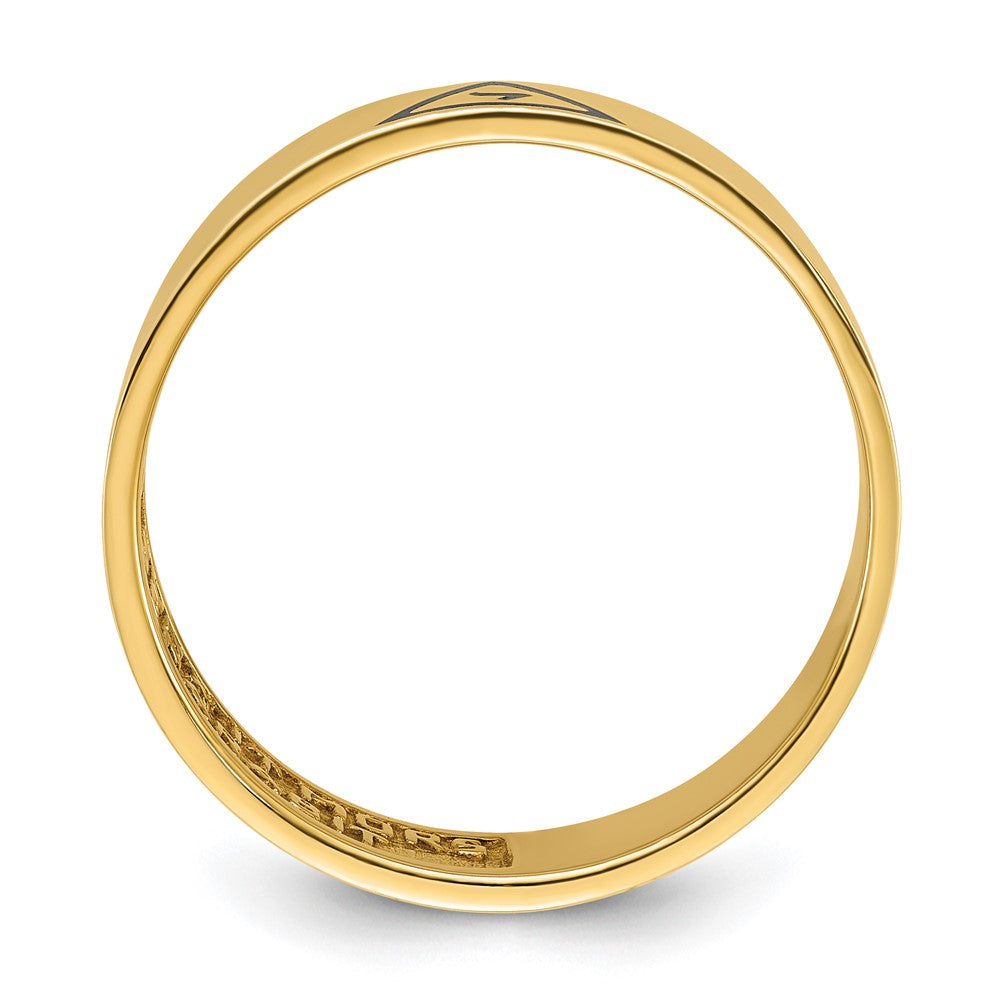 10K Yellow Gold Ibgoodman Men'S Polished With Black Enamel 14Th Degree Grand Elect Masonic Ring