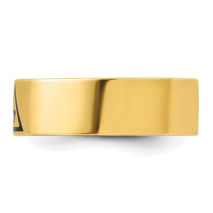 10K Yellow Gold Ibgoodman Men'S Polished With Black Enamel 14Th Degree Grand Elect Masonic Ring