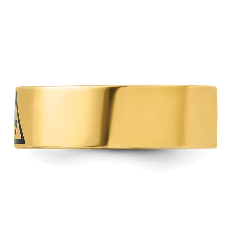 10K Yellow Gold Ibgoodman Men'S Polished With Black Enamel 14Th Degree Grand Elect Masonic Ring