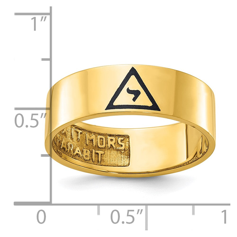 10K Yellow Gold Ibgoodman Men'S Polished With Black Enamel 14Th Degree Grand Elect Masonic Ring
