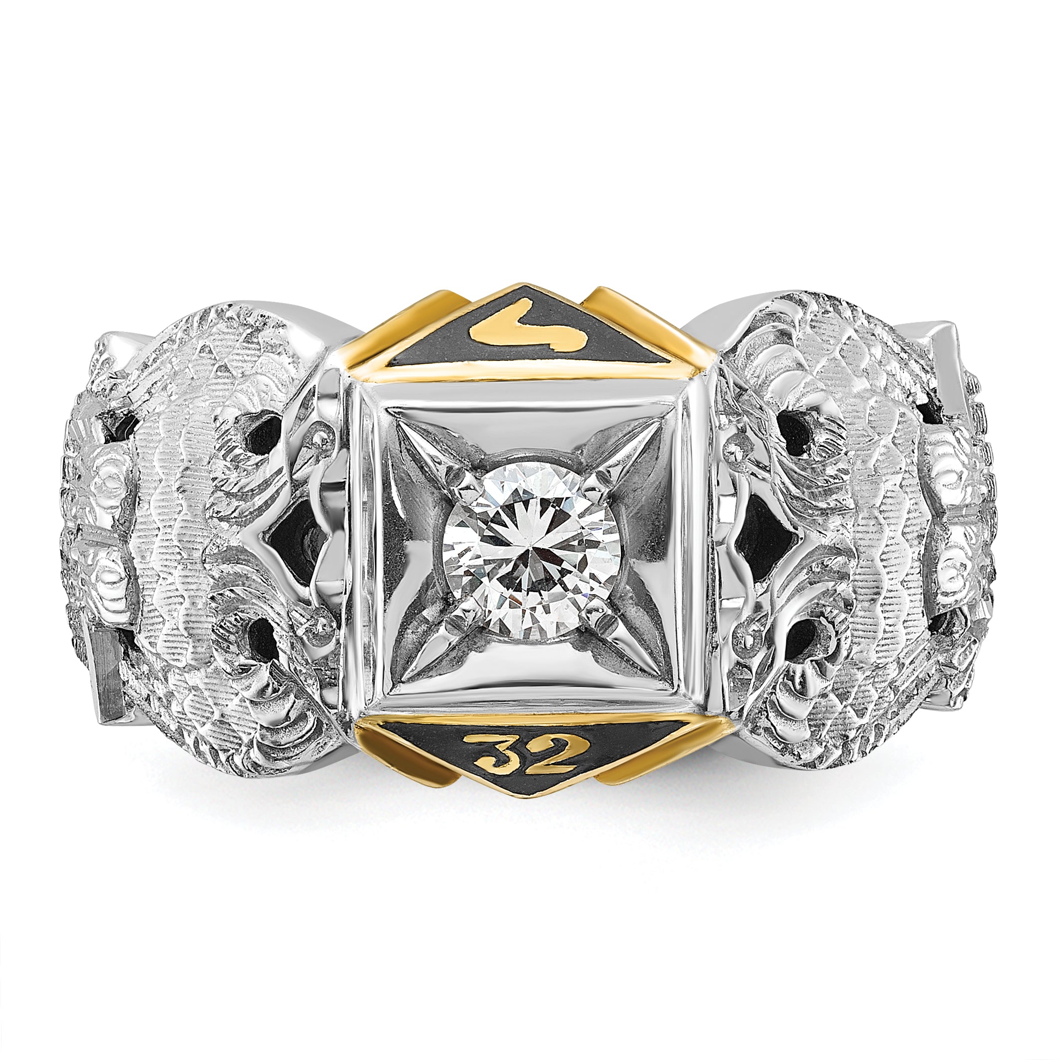10K Two-Tone Ibgoodman Men'S Polished And Textured 32Nd Degree Scottish Rite Masonic Ring Mounting