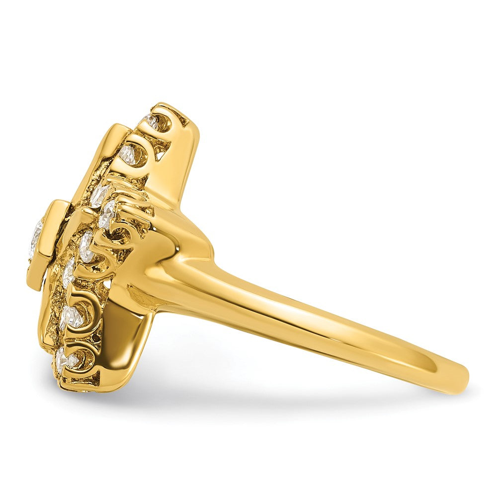 14K Yellow Gold Ibgoodman Women'S Polished Multi Color Cz And Aa Quality Diamond Eastern Star Masonic Ring