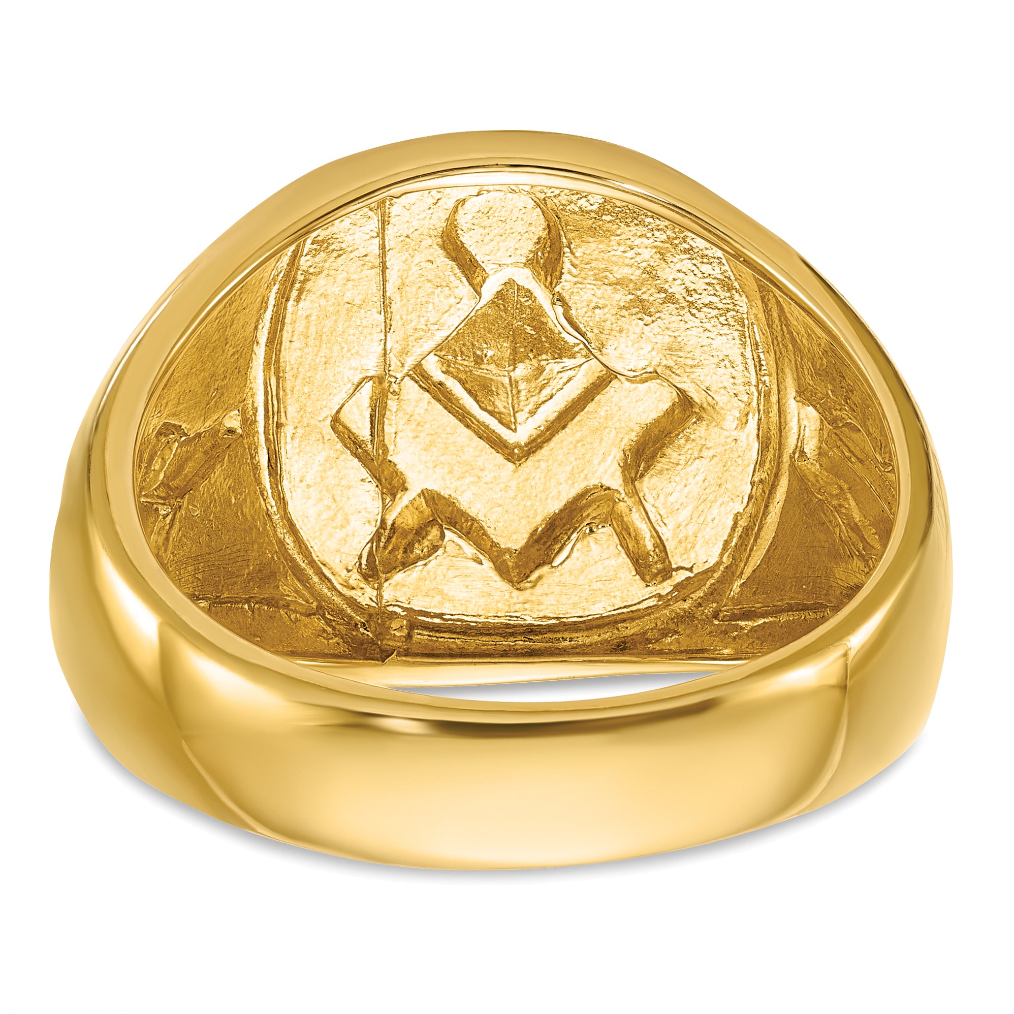 14k Yellow & Rhodium Gold with White Rhodium Men's Polished and Textured Diamond Blue Lodge Master Masonic Ring