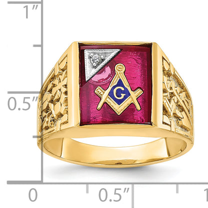 10K Two-Tone Ibgoodman Men'S Polished And Textured Blue Lodge Master Masonic Ring Mounting