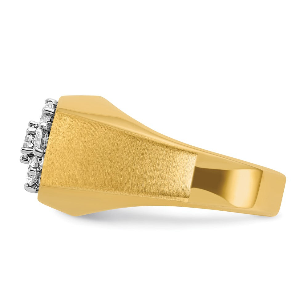 10K Two-Tone Ibgoodman Men'S Polished And Satin Round 1 Carat A Quality Diamond Cluster Ring