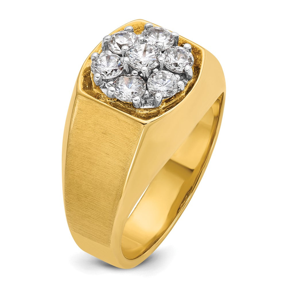 10K Two-Tone Ibgoodman Men'S Polished And Satin Round 1 Carat A Quality Diamond Cluster Ring