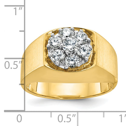 10K Two-Tone Ibgoodman Men'S Polished And Satin Round Cluster Ring Mounting