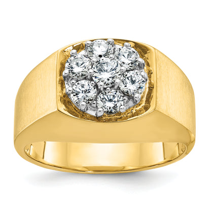 10K Two-Tone Ibgoodman Men'S Polished And Satin Round Cluster Ring Mounting