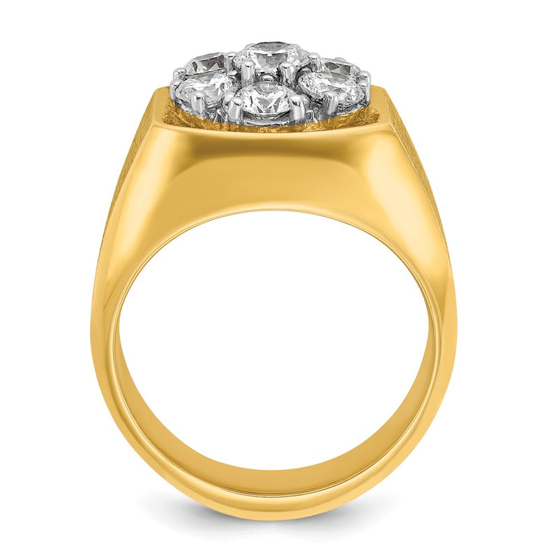 14k Two-tone Gold Men's Polished and Satin 2 carat Diamond Complete Ring