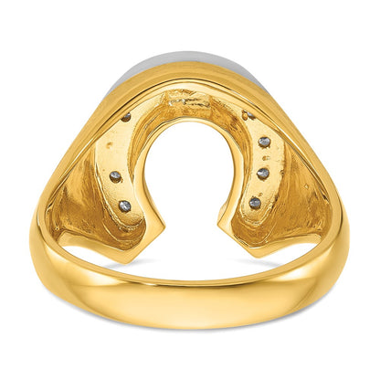 10K Two-Tone Ibgoodman Men'S Satin Horseshoe Diamond Complete Ring