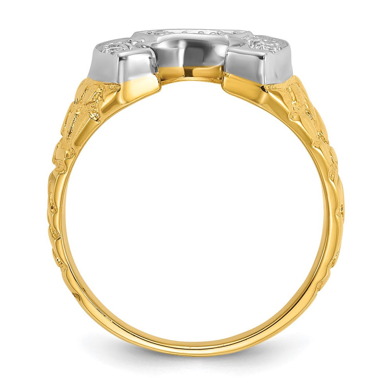 10K Two-Tone Ibgoodman Men'S Horseshoe Diamond Complete Ring