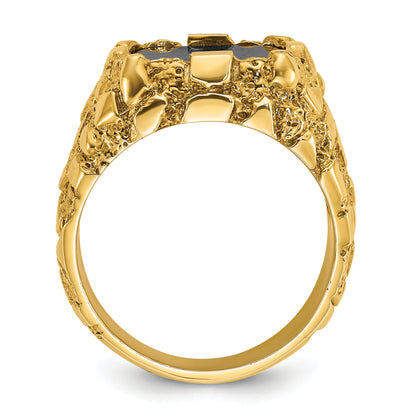 10K Yellow Gold Ibgoodman Men'S Onyx Nugget Complete Ring