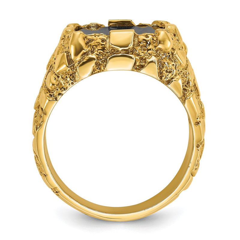 10K Yellow Gold Ibgoodman Men'S Onyx Nugget Complete Ring
