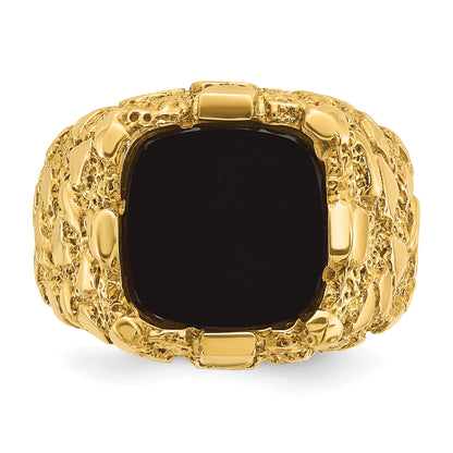 10K Yellow Gold Ibgoodman Men'S Onyx Nugget Complete Ring