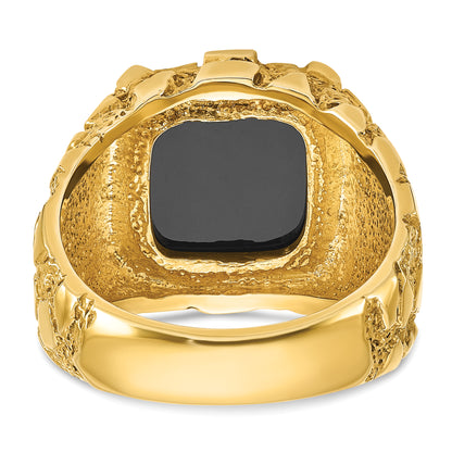 10K Yellow Gold Ibgoodman Men'S Onyx Nugget Complete Ring