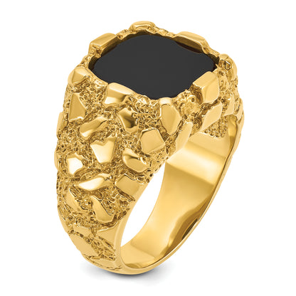 10K Yellow Gold Ibgoodman Men'S Onyx Nugget Complete Ring