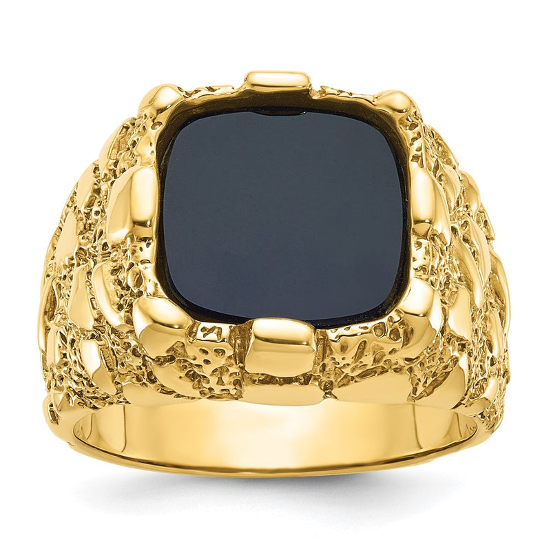 10K Yellow Gold Ibgoodman Men'S Onyx Nugget Complete Ring