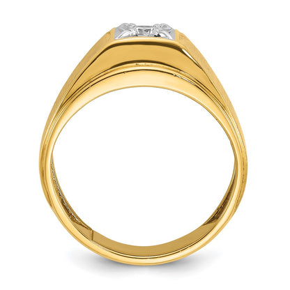 10K Two-Tone Ibgoodman Men'S Polished And Satin Diamond Complete Ring