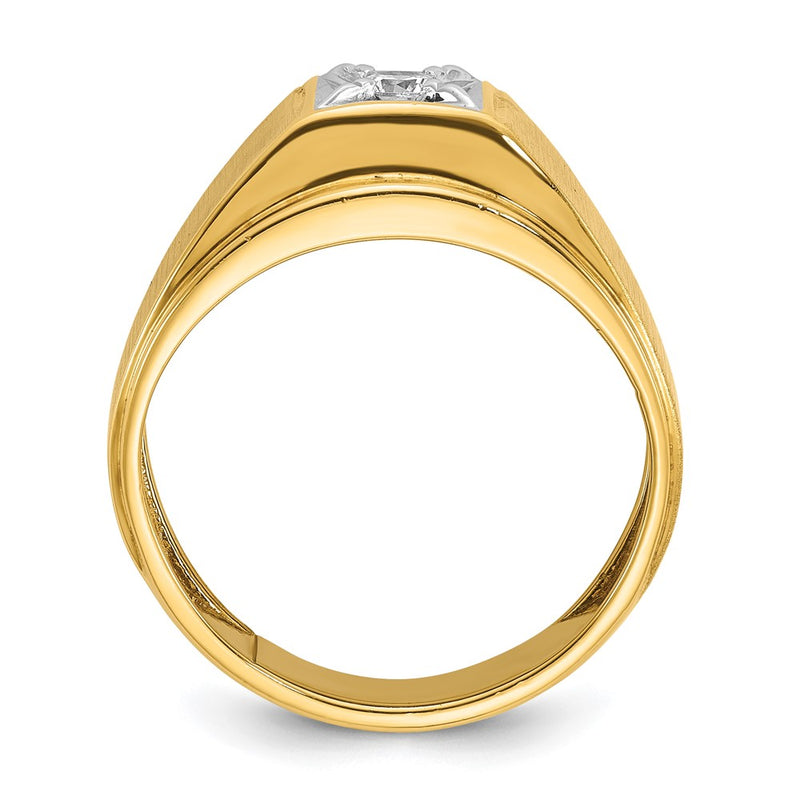 10K Two-Tone Ibgoodman Men'S Polished And Satin Diamond Complete Ring