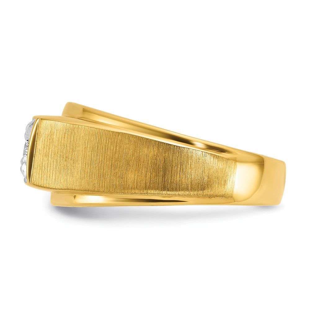 10K Two-Tone Ibgoodman Men'S Polished And Satin Diamond Complete Ring