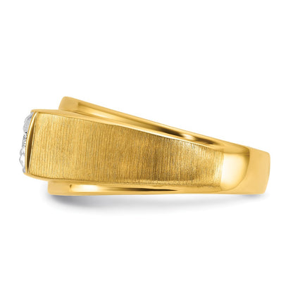 10K Two-Tone Ibgoodman Men'S Polished And Satin Diamond Complete Ring