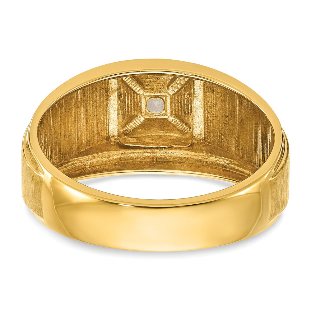 10K Two-Tone Ibgoodman Men'S Polished And Satin Diamond Complete Ring