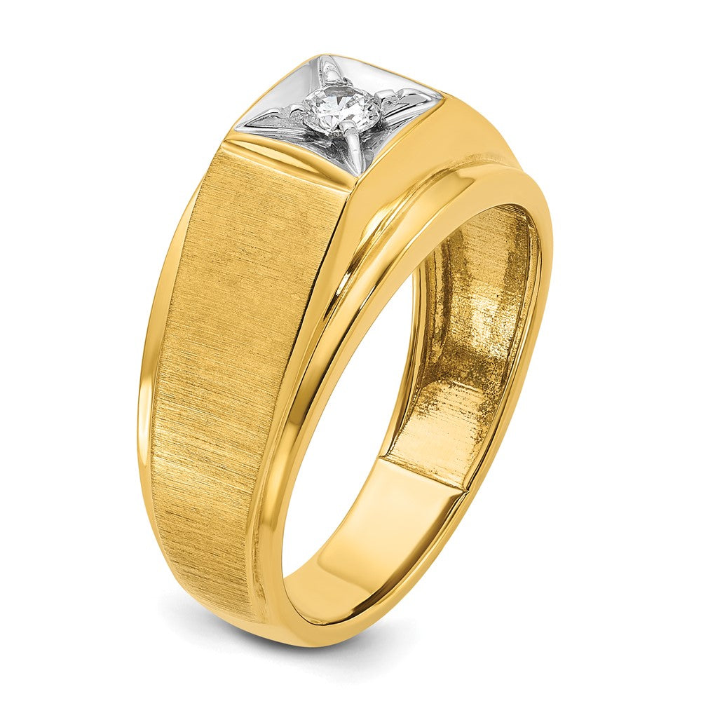 10K Two-Tone Ibgoodman Men'S Polished And Satin Diamond Complete Ring