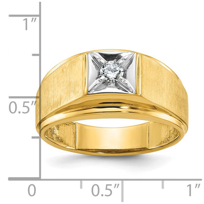 10K Two-Tone Ibgoodman Men'S Polished And Satin Diamond Complete Ring
