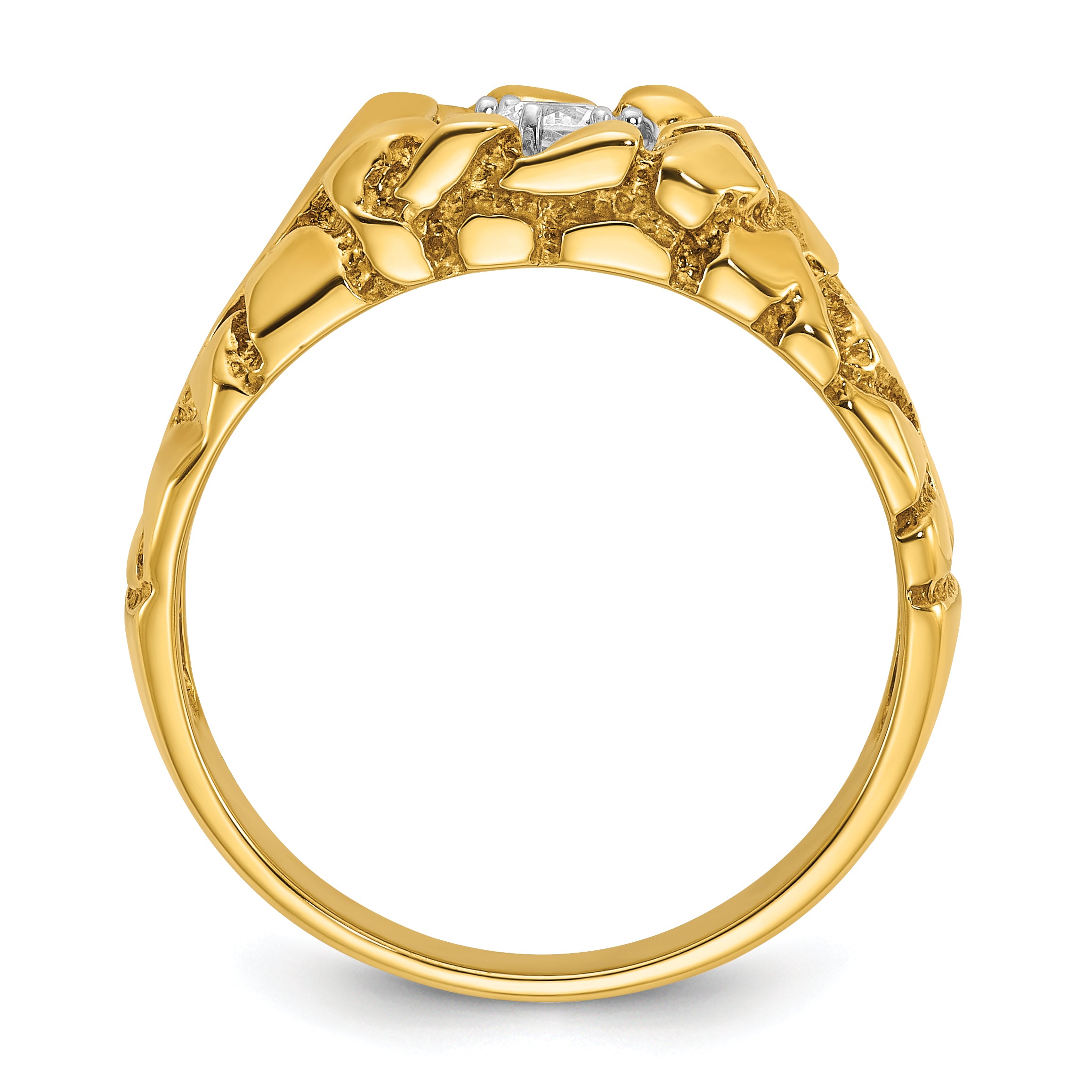 14k Yellow Gold Men's 1/6 carat Diamond Nugget Complete Ring
