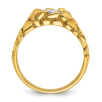 14k Yellow Gold Men's 1/6 carat Diamond Nugget Complete Ring