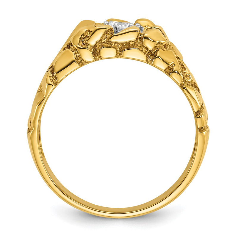 14k Yellow Gold Men's 1/6 carat Diamond Nugget Complete Ring