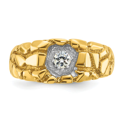 14k Yellow Gold Men's 1/6 carat Diamond Nugget Complete Ring
