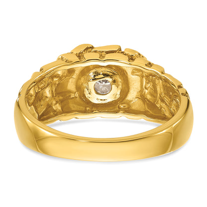 14k Yellow Gold Men's 1/6 carat Diamond Nugget Complete Ring