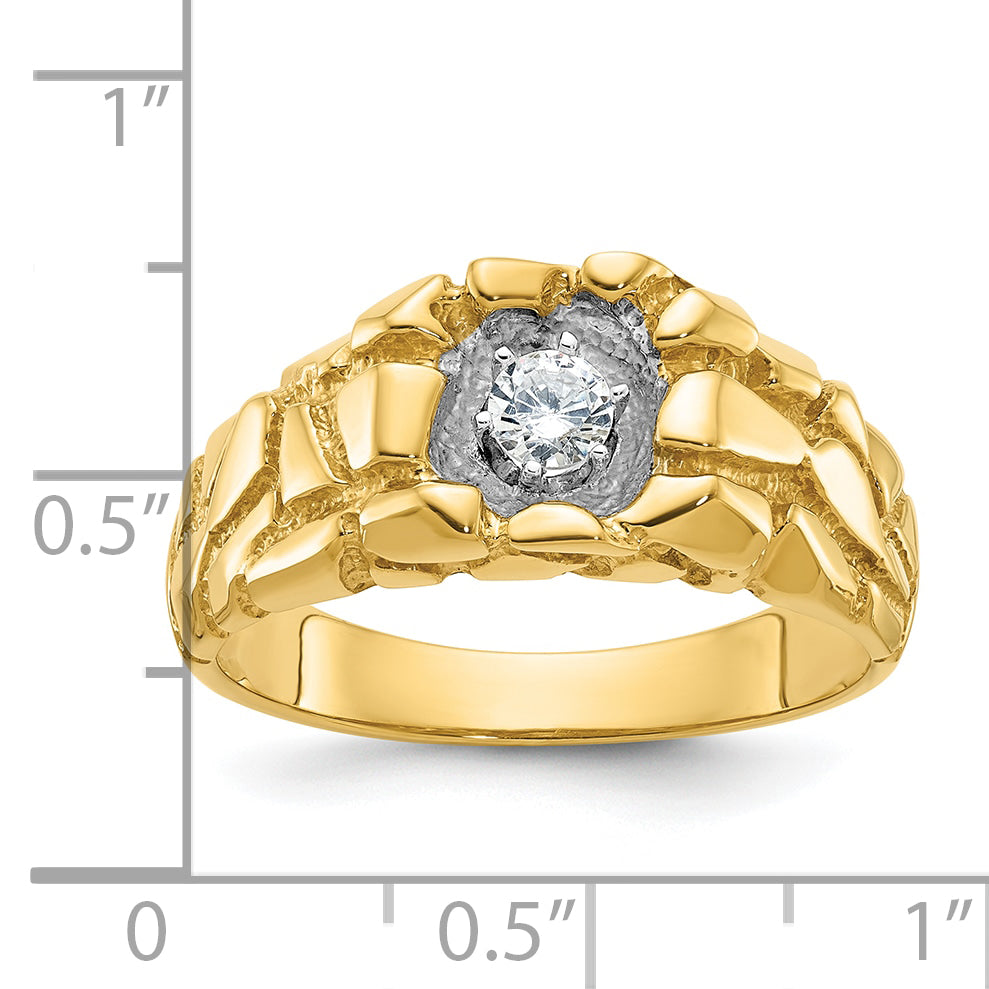 14k Yellow Gold Men's 1/6 carat Diamond Nugget Complete Ring