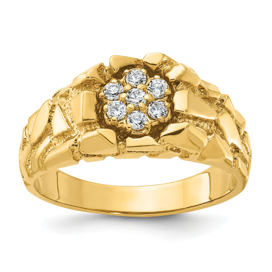10K Yellow Gold Ibgoodman Men'S Cluster Diamond Nugget Complete Ring