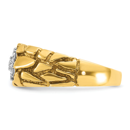 10K Two-Tone Ibgoodman Men'S Polished And Nugget Textured Round Cluster Ring Mounting