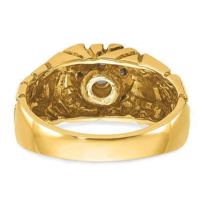 10K Two-Tone Ibgoodman Men'S Polished And Nugget Textured Round 1/2 Carat A Quality Diamond Cluster Ring