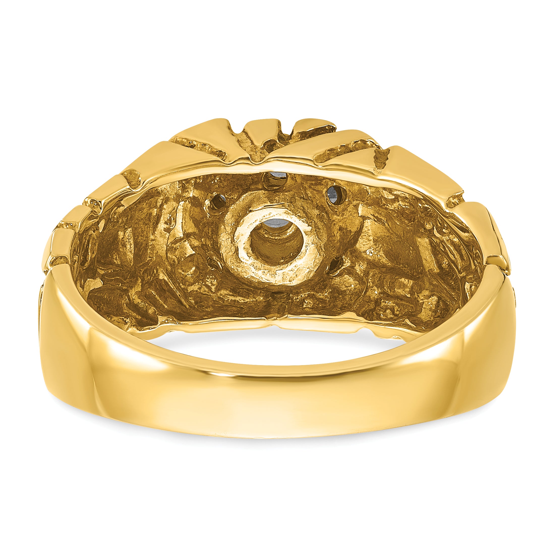 10K Two-Tone Ibgoodman Men'S Polished And Nugget Textured Round Cluster Ring Mounting