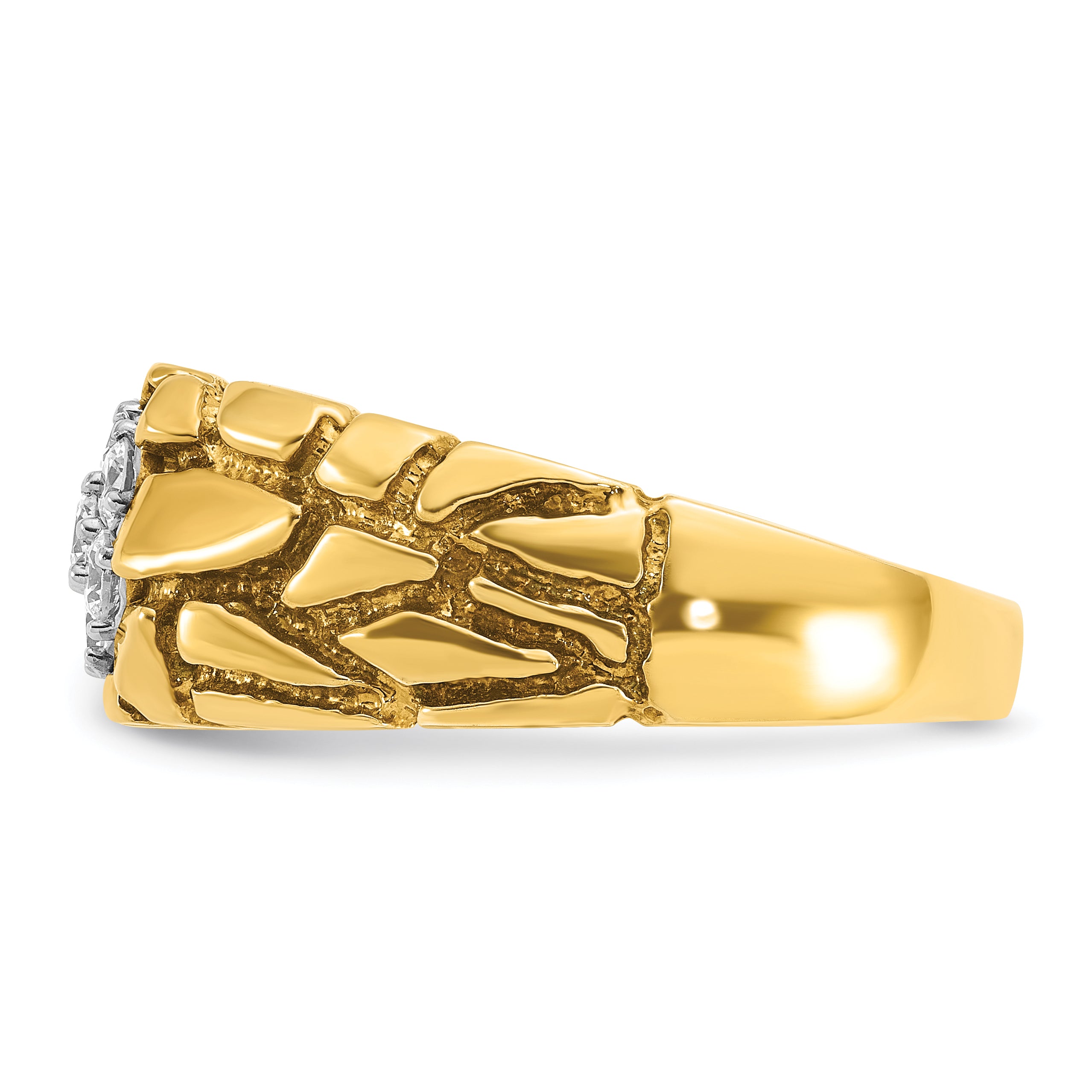 14k Two-Tone 1/2 Ct. Lab Grown Diamond VS/SI+ G+ Men's Textured Cluster Nugget Ring