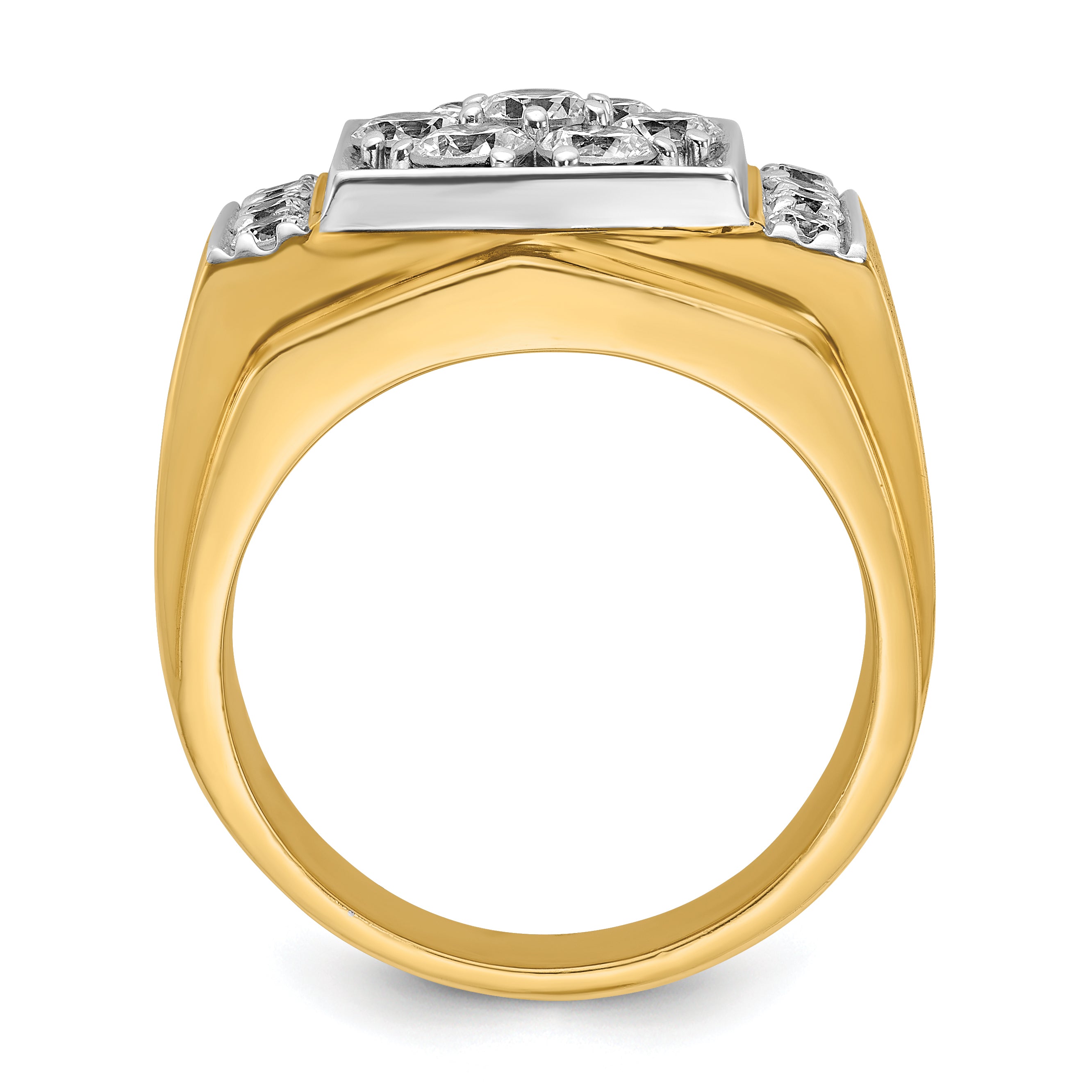 14k Two-tone Gold Men's Polished and Satin 2 carat Diamond Complete Ring