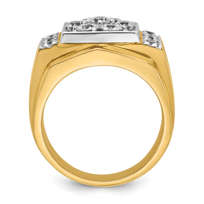 14k Two-tone Gold Men's Polished and Satin 2 carat Diamond Complete Ring