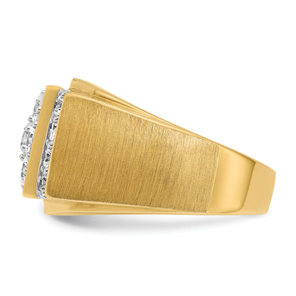 14k Two-tone Gold Men's Polished and Satin 2 carat Diamond Complete Ring