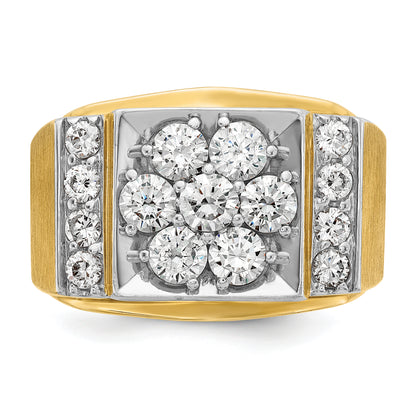 14k Two-tone Gold Men's Polished and Satin 2 carat Diamond Complete Ring