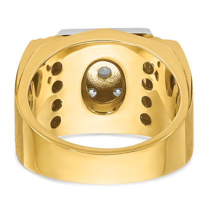 14k Two-tone Gold Men's Polished and Satin 2 carat Diamond Complete Ring